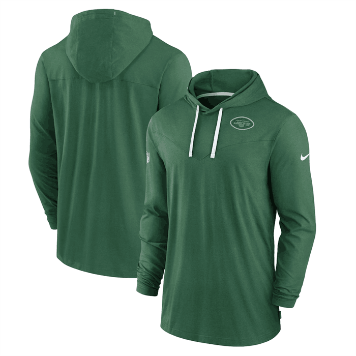 Men's New York Jets Green Sideline Pop Performance Pullover Long Sleeve Hoodie T-Shirt